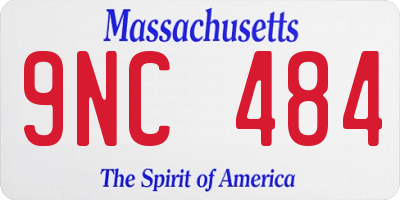 MA license plate 9NC484