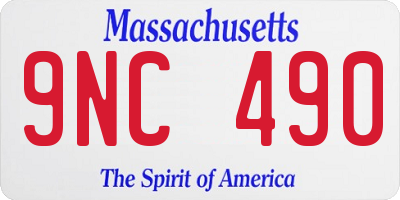 MA license plate 9NC490