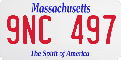 MA license plate 9NC497