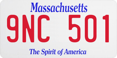 MA license plate 9NC501