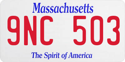 MA license plate 9NC503