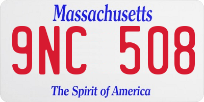 MA license plate 9NC508