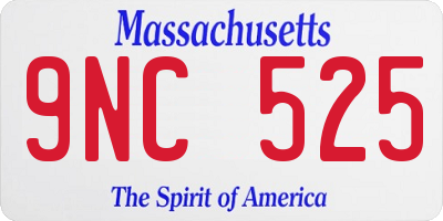 MA license plate 9NC525