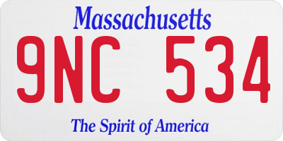 MA license plate 9NC534