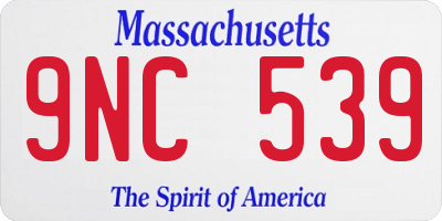 MA license plate 9NC539