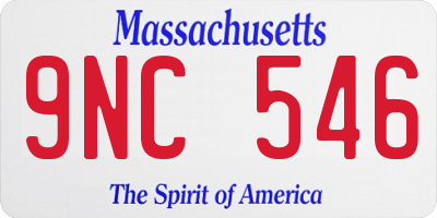 MA license plate 9NC546
