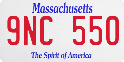 MA license plate 9NC550