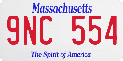 MA license plate 9NC554
