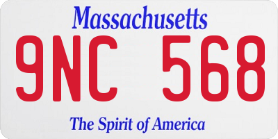MA license plate 9NC568