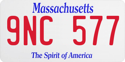 MA license plate 9NC577