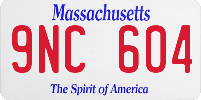 MA license plate 9NC604