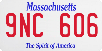 MA license plate 9NC606