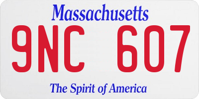 MA license plate 9NC607