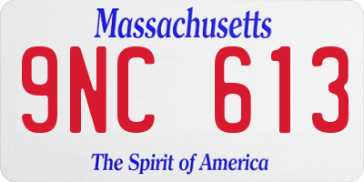 MA license plate 9NC613