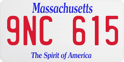 MA license plate 9NC615