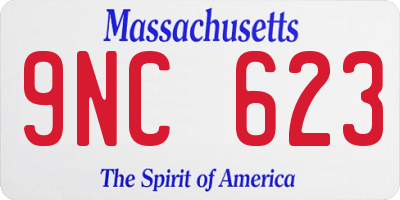 MA license plate 9NC623