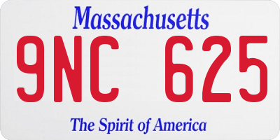 MA license plate 9NC625