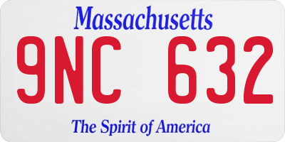 MA license plate 9NC632