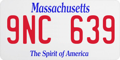 MA license plate 9NC639