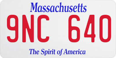 MA license plate 9NC640