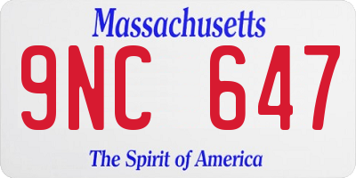 MA license plate 9NC647