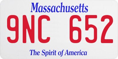 MA license plate 9NC652