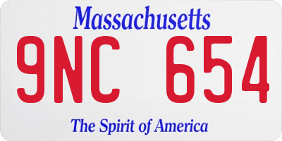 MA license plate 9NC654