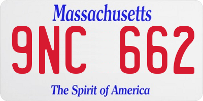 MA license plate 9NC662