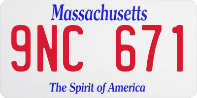 MA license plate 9NC671