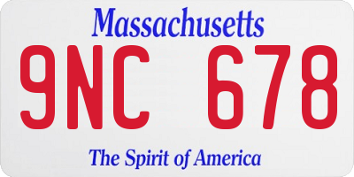 MA license plate 9NC678
