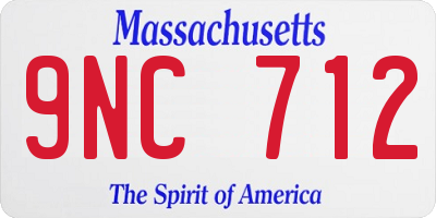 MA license plate 9NC712
