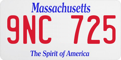 MA license plate 9NC725