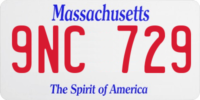 MA license plate 9NC729