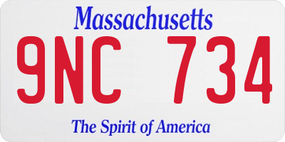 MA license plate 9NC734