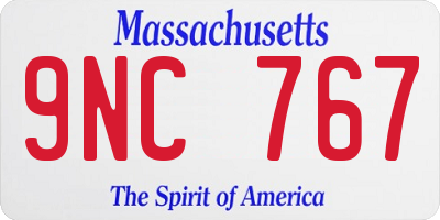 MA license plate 9NC767