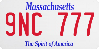 MA license plate 9NC777