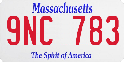 MA license plate 9NC783