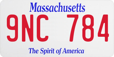 MA license plate 9NC784