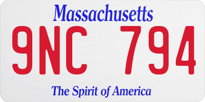 MA license plate 9NC794