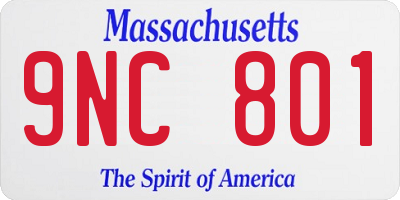 MA license plate 9NC801