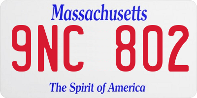 MA license plate 9NC802