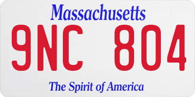 MA license plate 9NC804