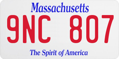 MA license plate 9NC807
