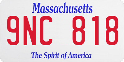 MA license plate 9NC818