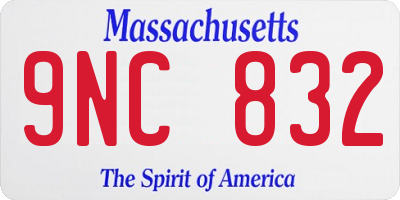 MA license plate 9NC832