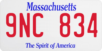 MA license plate 9NC834