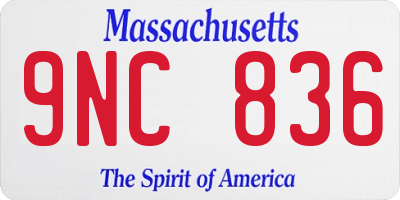 MA license plate 9NC836
