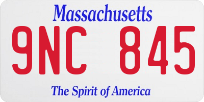 MA license plate 9NC845