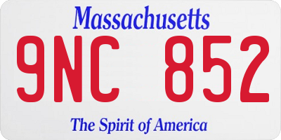 MA license plate 9NC852