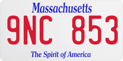 MA license plate 9NC853